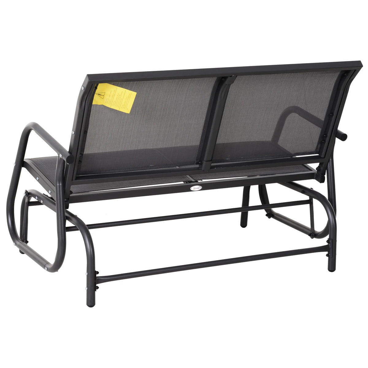 Outsunny 2-Person Outdoor Glider Bench, Patio Double Swing Rocking Chair Loveseat w/Powder Coated Steel Frame for Backyard Garden Porch, Black