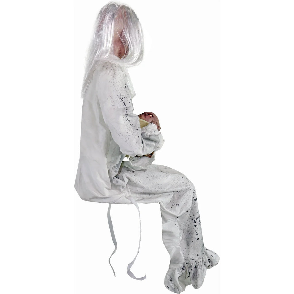 Haunted Hill Farm 2.9 ft Animatronic Gravely Granny by Tekky Halloween Decoration with Motion-Activated Sounds, HHGRVLYGRNY-1FLSA