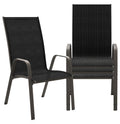 Patio Dining Chairs Set of 4, Outdoor Stackable Dining Furniture Set, All Weather Dining Set for Lawn, Garden, Backyard, Poolside, Black