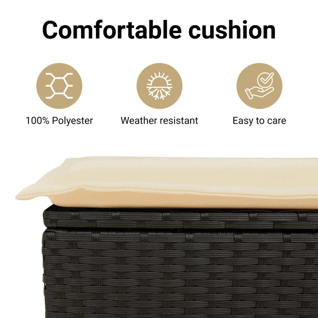 vidaXL Powder Coated Steel Removable Canopy and Cushions Double Sun Lounger, Beige