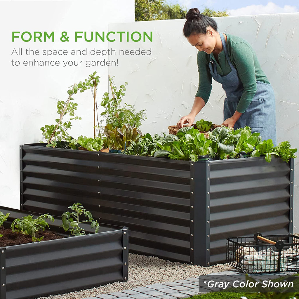 Gloaa 6x3x2ft Outdoor Metal Raised Garden Bed, Deep Root Box Planter for Vegetables, Flowers, Herbs, and Succulents w/ 269 Gallon Capacity Sage Green