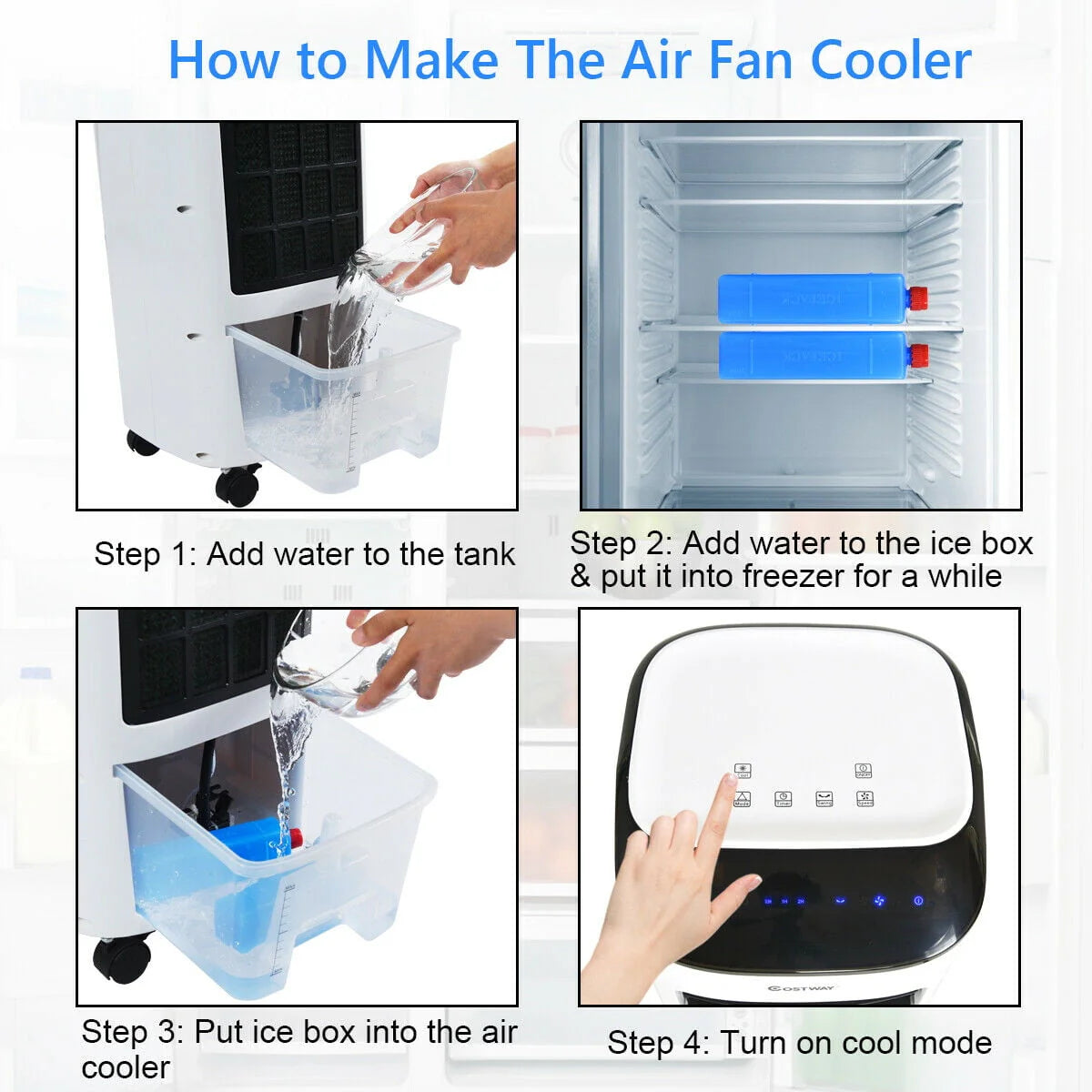 Costway Evaporative Portable Air Cooler Fan & Humidifier with Filter Remote Control