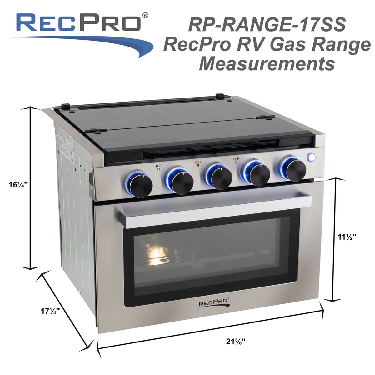 RecPro 21 Inch 3 Burner Propane RV Stove Gas Range without Hood, Silver