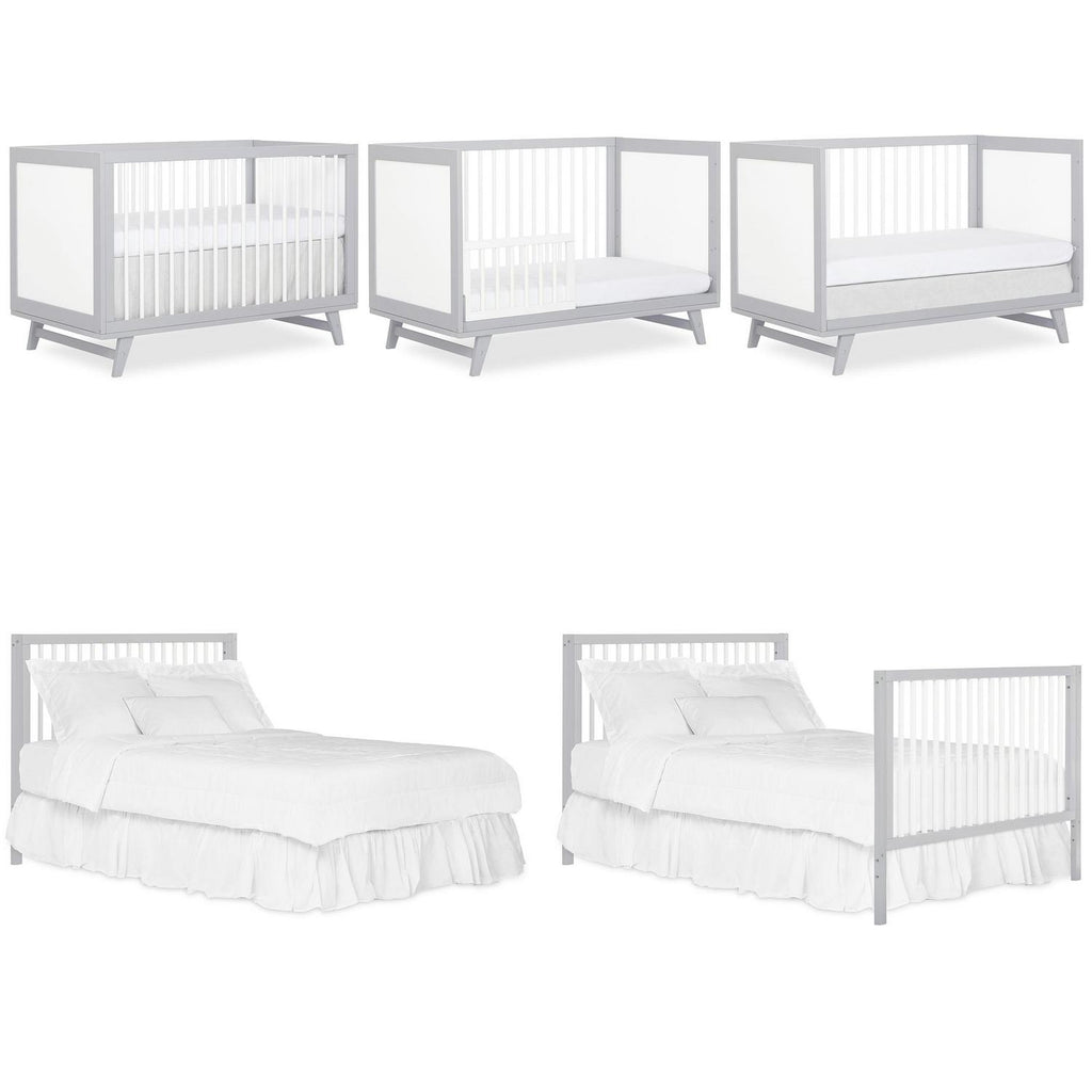 Dream On Me Carter 5-in-1 Full Size Convertible Crib. Grey and White