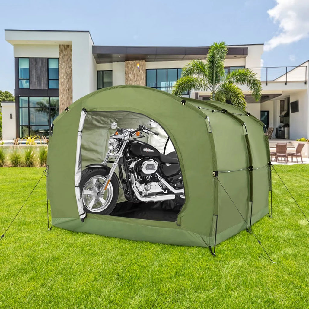 NAIZEA Large Bike Storage Tent, 47" Depth Storage for 6 Bikes Waterproof Outdoor Bicycle Cover, Lawn Mower Garden Tools Shed, Backyard Storage Room Tent Shelter W/Fixing Peg & Rop