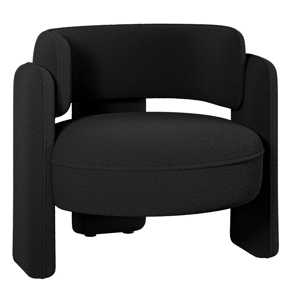 BELLEZE Sherpa Boucle Chair, Modern Barrel Accent Chair Comfy Round Upholstered Armchair Accent Side Chair for Living Room, Bedrooms, Corner - Quinton White