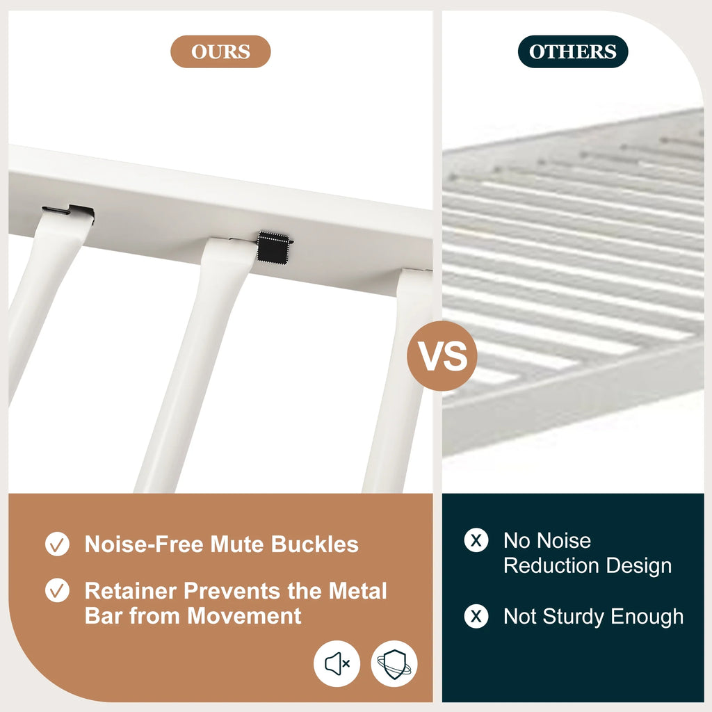 Amolife Twin over Full Size Metal Bunk Bed with Removable Ladder, Full-Length Guardrail, Black