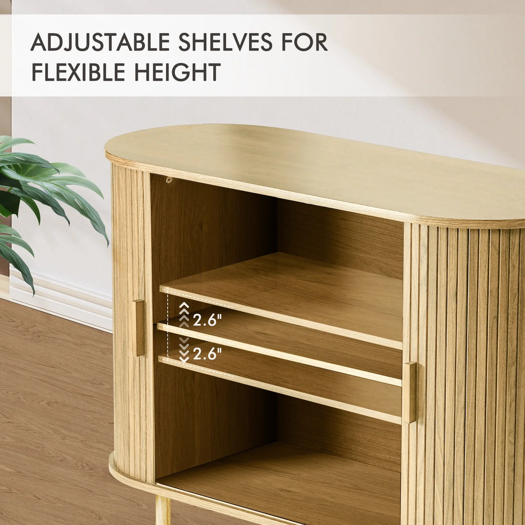 MARNUR Sideboard Buffet Cabinet 40" Storage Cabinet with 2 Sliding Tambour Doors, Adjustable Shelves for Kitchen, Living Room, Hallway, Entryway