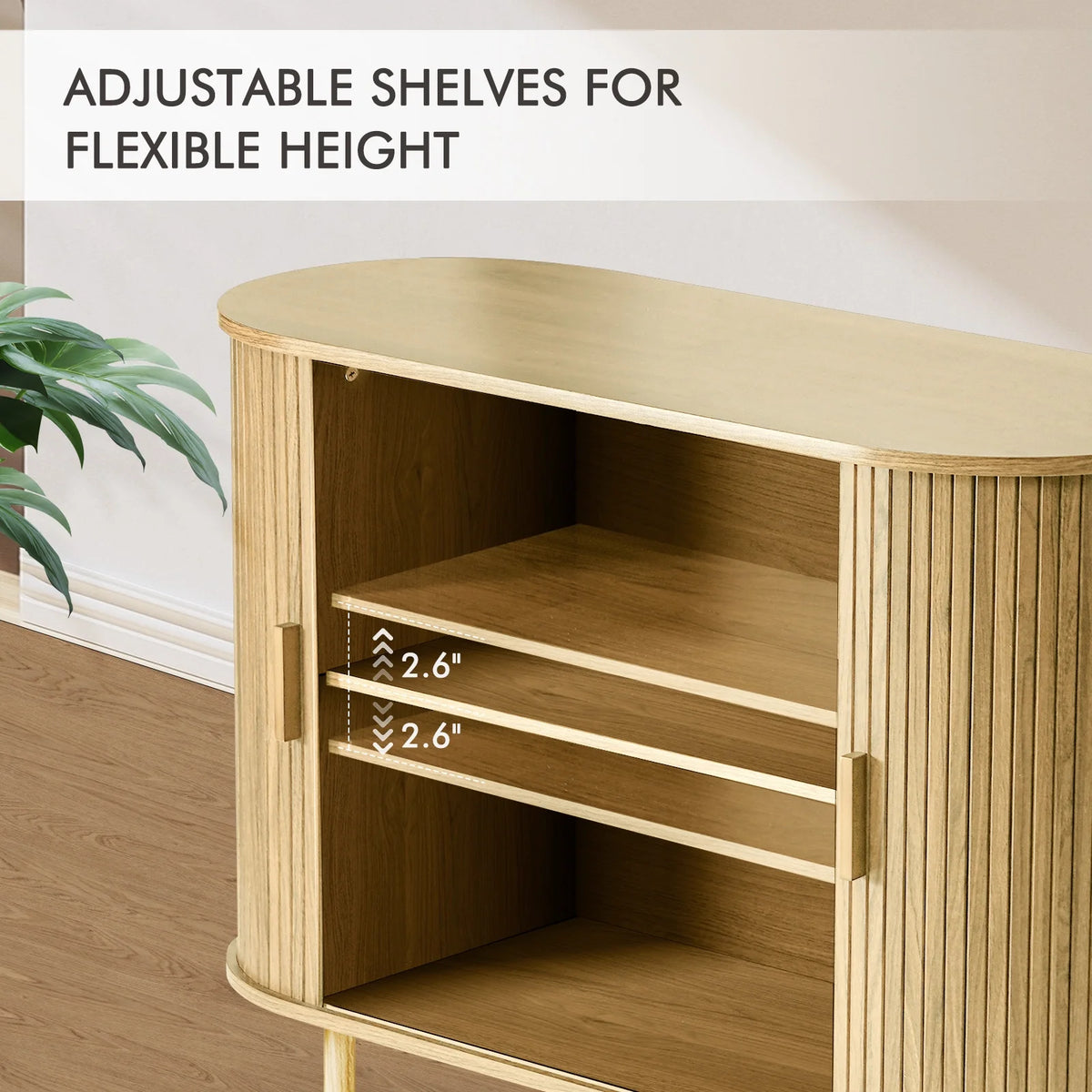 MARNUR Sideboard Buffet Cabinet 40" Storage Cabinet with 2 Sliding Tambour Doors, Adjustable Shelves for Kitchen, Living Room, Hallway, Entryway