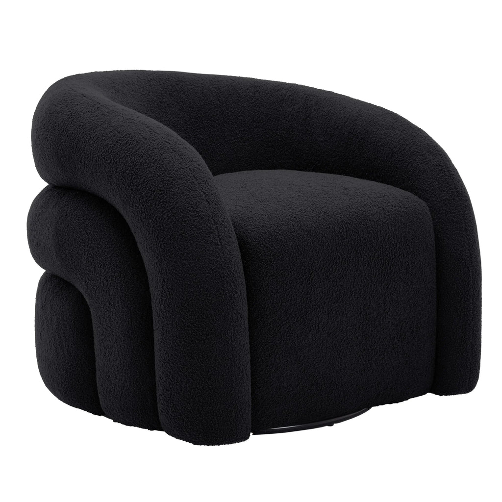 360 Swivel Accent Chair for Living Room, Boucle Barrel Armchair Single Sofa Chair Reading Chair, Sage Green