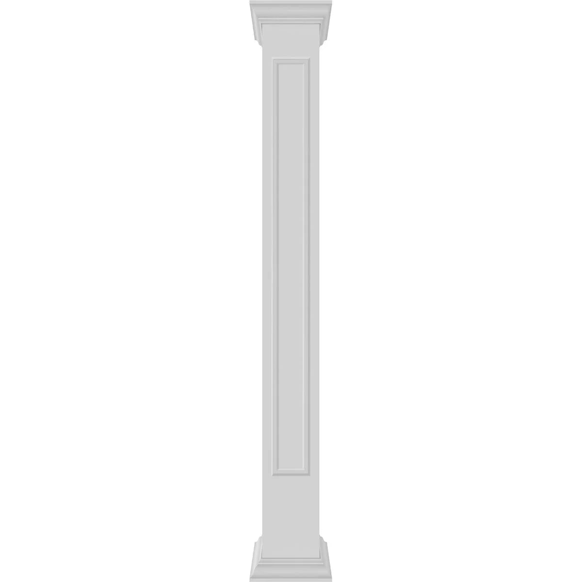 Ekena Millwork 6"W x 8'H Craftsman Classic Square Non-Tapered, Raised Panel PVC Column Kit, Crown Capital & Crown Base