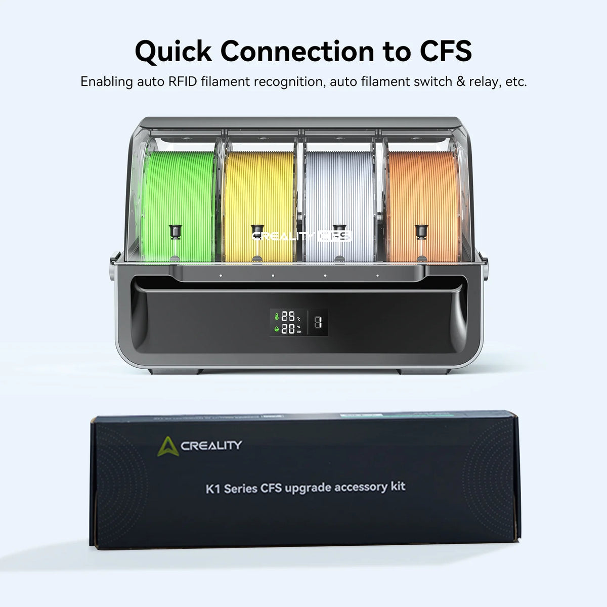 New Upgrade Creality K1 3D Printers + CFS Upgrade Accessory Kit + Creality Filament System Supports Multi-color Printing, Fast Connection to CFS, Auto Filament Identification| Mapping| Switch & Relay