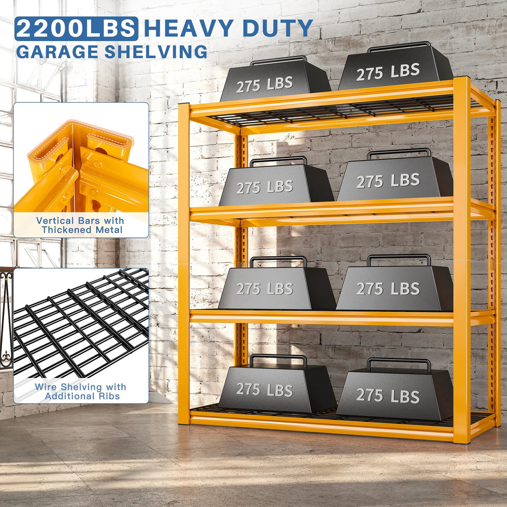 REIBII 2200LBS Garage Shelving Units Heavy Duty  Adjustable Metal Shelving 4 Tier Storage Shelves,39.4" W x 19.7" D x 59.9H