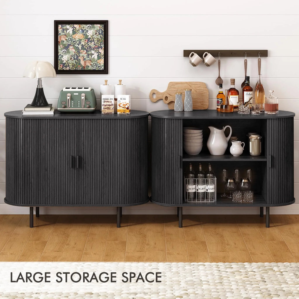 MARNUR Sideboard Buffet Cabinet 40" Storage Cabinet with 2 Sliding Tambour Doors, Adjustable Shelves for Kitchen, Living Room, Hallway, Entryway