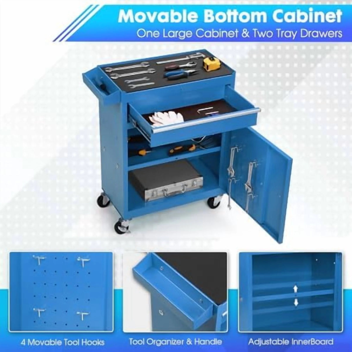 8-Drawer Rolling Tool Chest with Detachable Top Tool Box, Lockable Metal Tool Cabinet, and Liner, Heavy-Duty Storage Organizer with Wheels and 6 Hooks for Garage, Workshop, Green