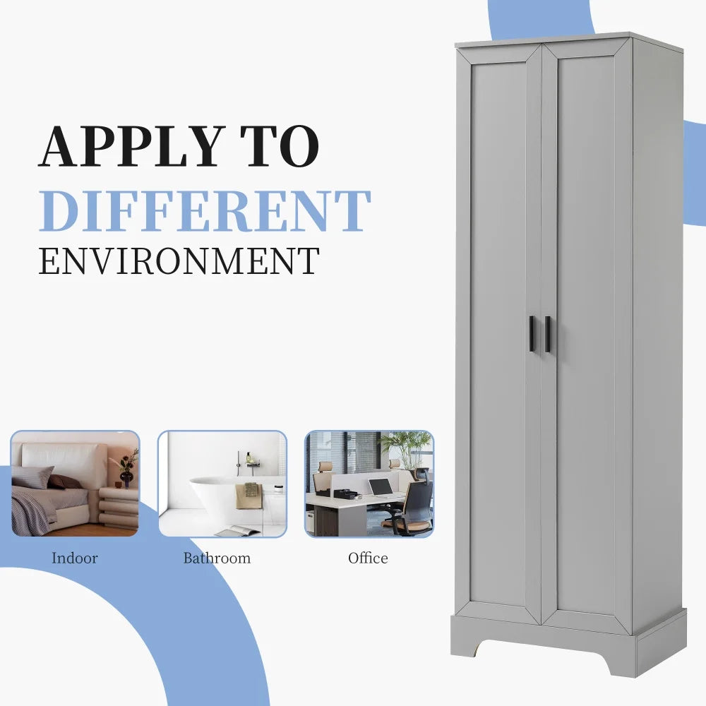 22'' Double Door Storage Cabinet with Adjustable Shelves, High Quality Bathroom Cabinet with  MDF Material, for Living room, Bathroom, Black
