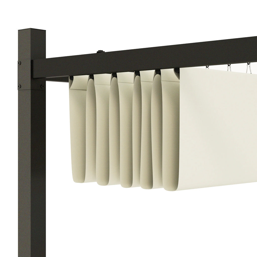 Outsunny 10' x 10' Retractable Pergola with Magnetic Fixture, UPF30+ Patio Pergola, Cream White
