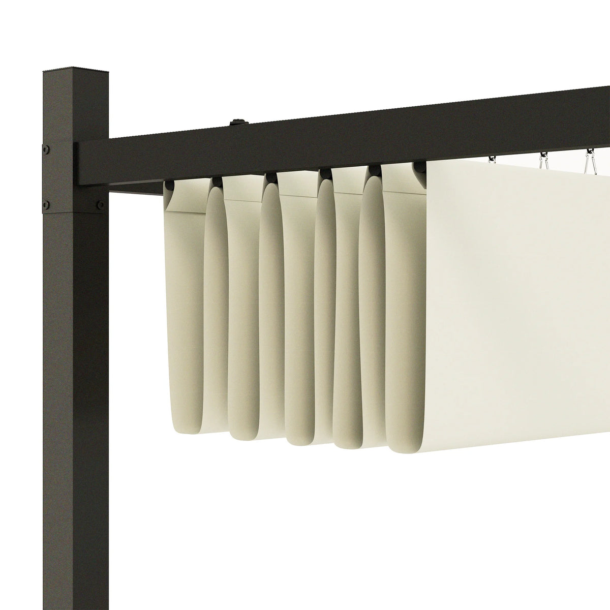 Outsunny 10' x 10' Retractable Pergola with Magnetic Fixture, UPF30+ Patio Pergola, Cream White