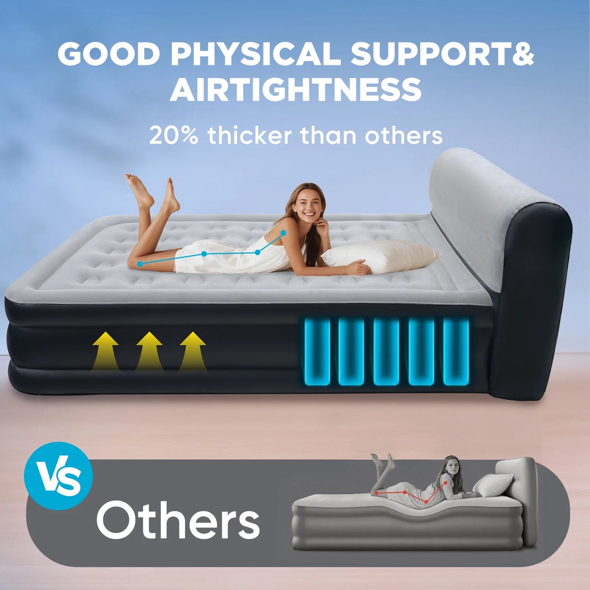 EGGORY King Size Air Mattress with Built-in Pump Inflatable Air Beds, Puncture-Resistant for Camping & Trip & Home
