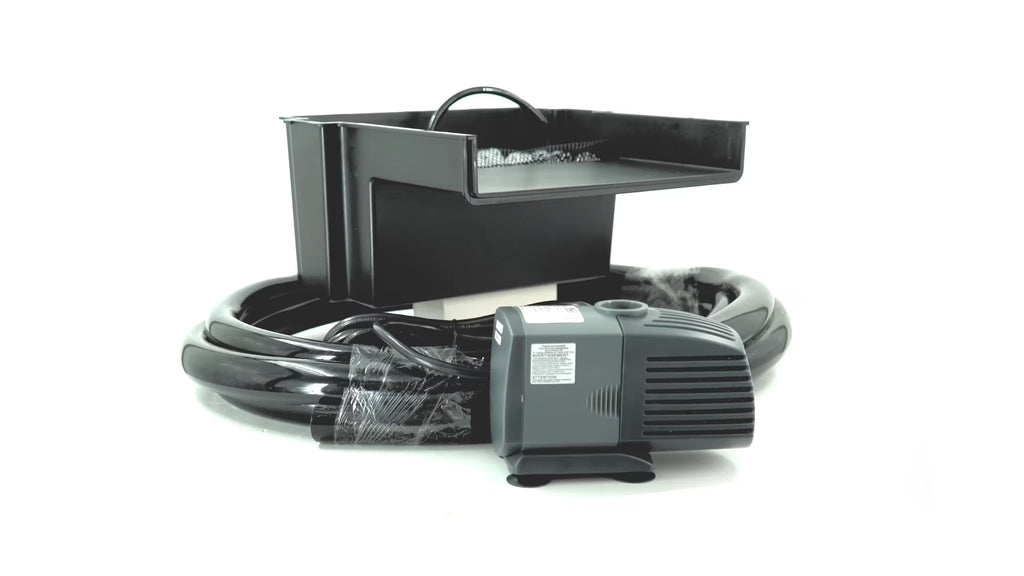 Half Off Ponds 10 in Waterfall Spillway Kit with 500 GPH Pump, Waterfall Box, Filter Media, and Tubing for Ponds up to 1,000 Gallons