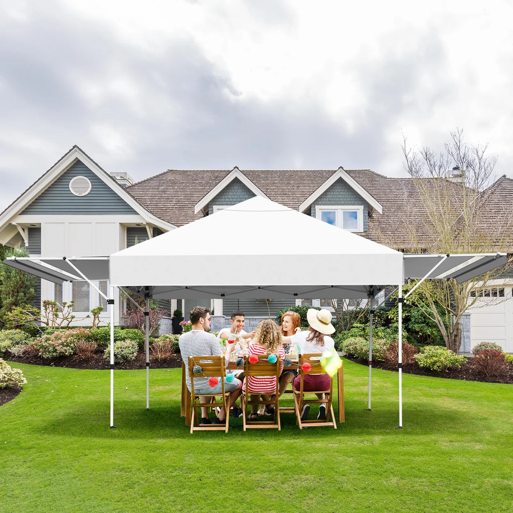 Patiojoy 10x17ft Pop up Canopy  3 Height Adjustment Folding Tent with Roller Bag White