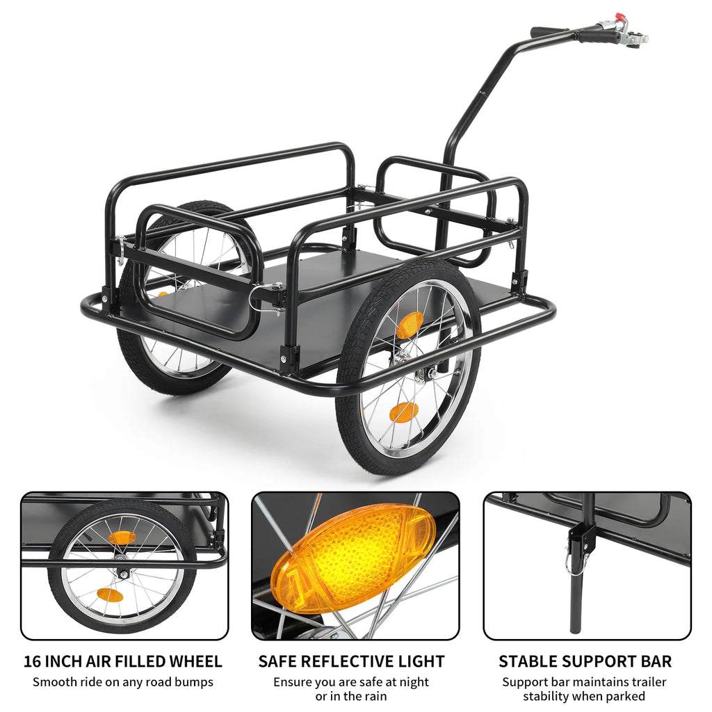 Ktaxon Two Wheel Bicycle Cargo Trailer, Black