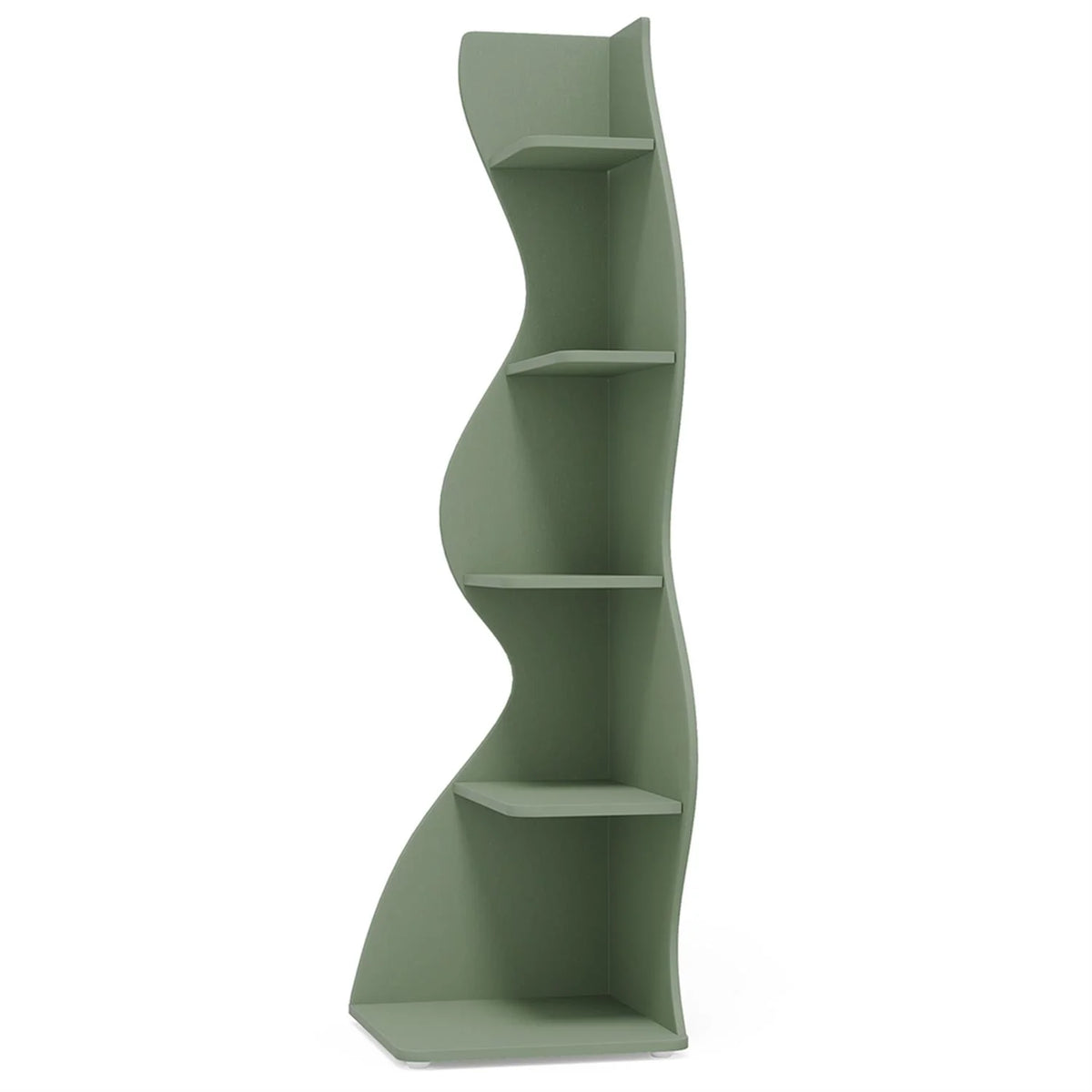 Finihen 5-Tier Corner Bookcase, Wood Bookshelf Storage Organizer, 70" Tall Display Standing Shelf Unit for Bedroom, Living Room, Green