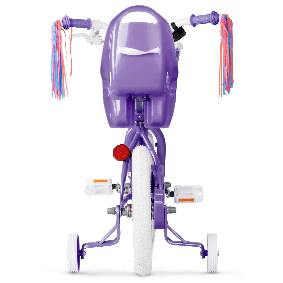XJD Girls Bike for Toddlers 3-9 Years Old Kids, 14 Inch Kids Bike with Training Wheels, Streamers, Basket and Doll Seat, Children Bicycles with Handbrake