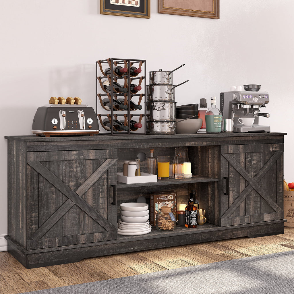 Dextrus Farmhouse TV Stand for 65 inch TV, Entertainment Center for Living Room, TV Media Console Cabinet, Grey Wash