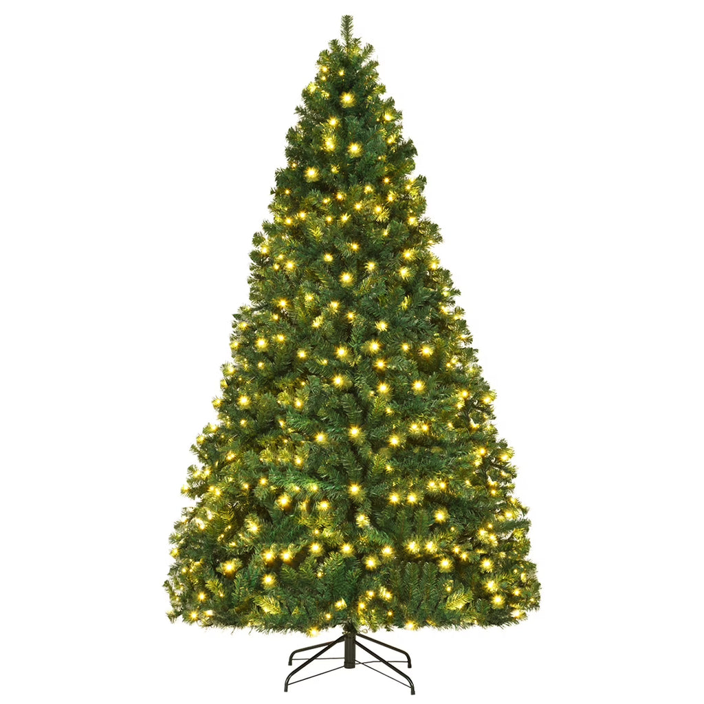 Costway 7Ft Pre-Lit PVC Hinged Christmas Tree 300 LED Lights Green