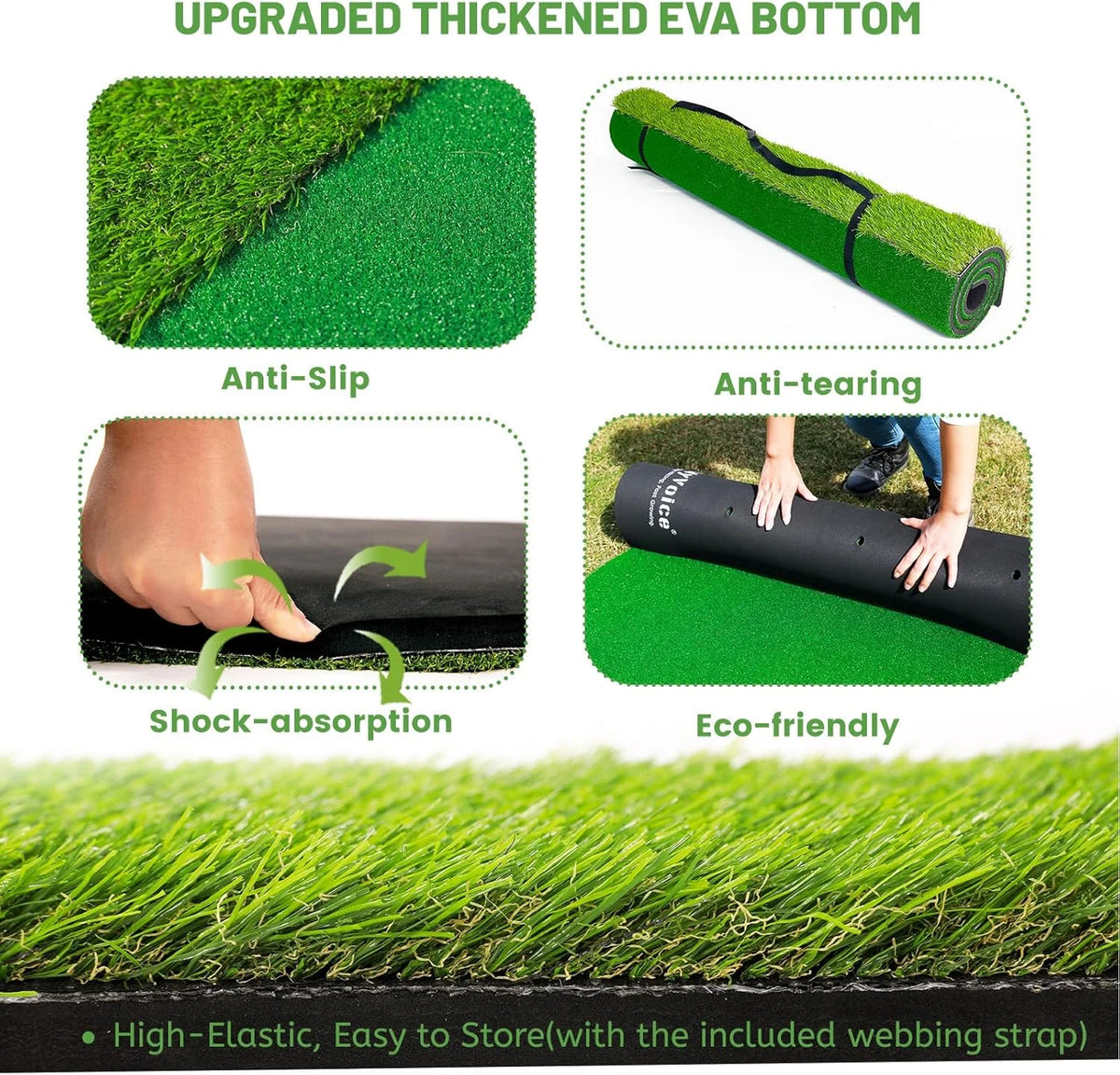 WFUN 5x4ft Hitting Thickened Artificial Turf Practice Golf Mat for Outdoor & Indoor, Gifts for Men/Golfers