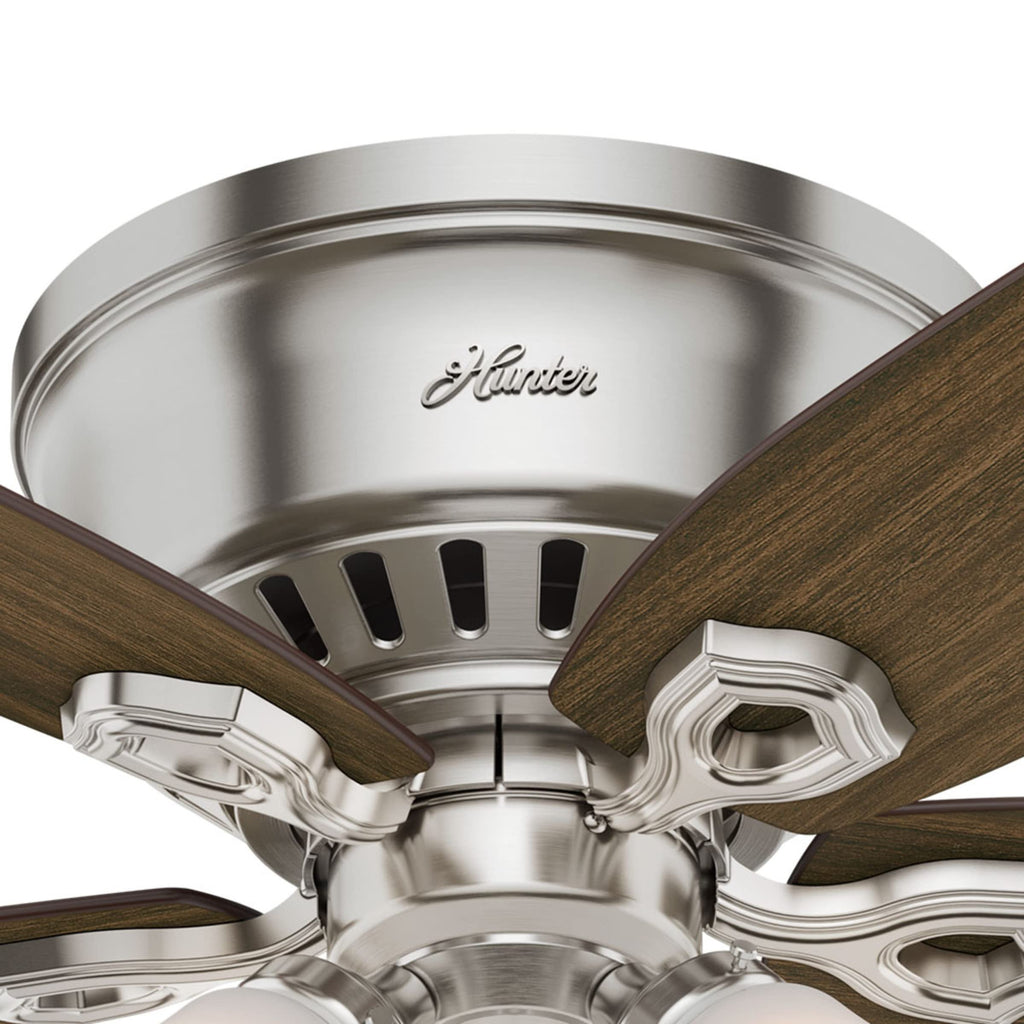 Hunter Fan Company, 51092, 42 inch Builder Brushed Nickel Low Profile Ceiling Fan with LED Light Kit and Pull Chain
