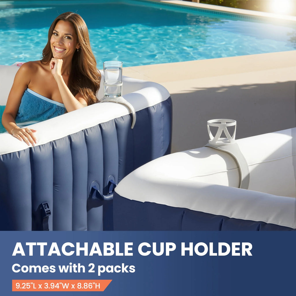 Hot Tub for 4-6 Person, Seizeen Outdoor Patio Large Inflatable Hot Tub Home SPA, with 130pcs Massage Jets, 910L, 4 Filters, 2 Cup Holders, Lockable Cover, Storage Bag, Max 104, 73in, Navy