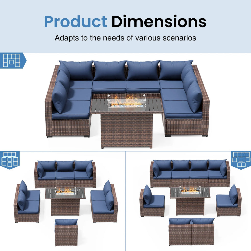 ELPOSUN Patio Furniture Set, Outdoor Patio Furniture Wicker Furniture Couch Set, 5 Pieces Outdoor Sectional Sofa, Patio Furniture Set, Outdoor Patio Set for Balcony Furniture (Grey)