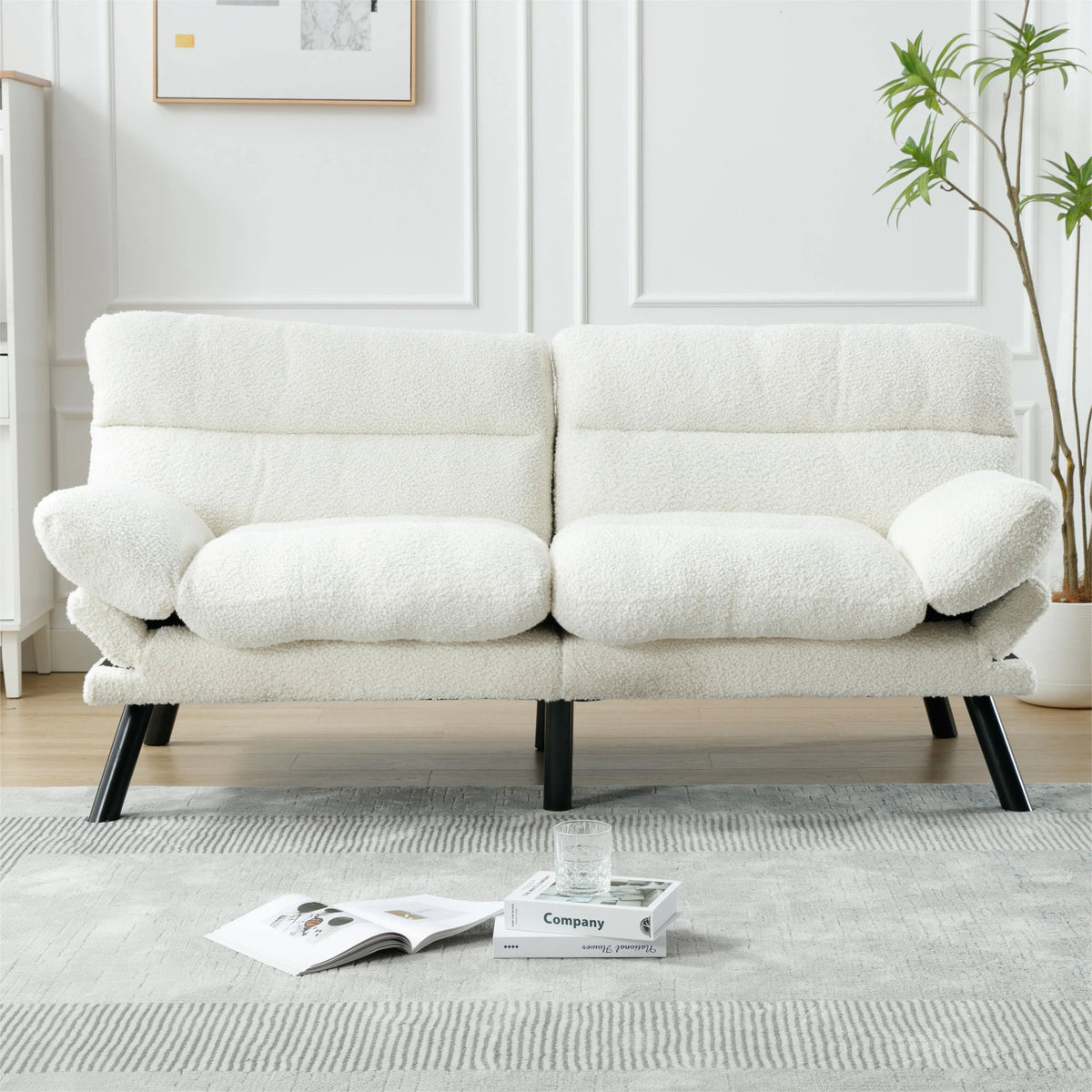 Memory Foam Futon,Convertible Futon Sofa Bed with Adjustable Armrests,Upholstered Futon Couch Sleeper Sofa for Compact Small Space,Rose Red