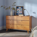 Walker Edison Sonoma 6-Drawer Solid Wood Caramel Dresser