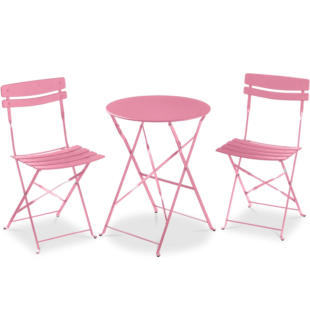 Best Choice Products 3-Piece Small Bistro Set, Folding Patio Furniture Set of 2 Chairs and Table - Black