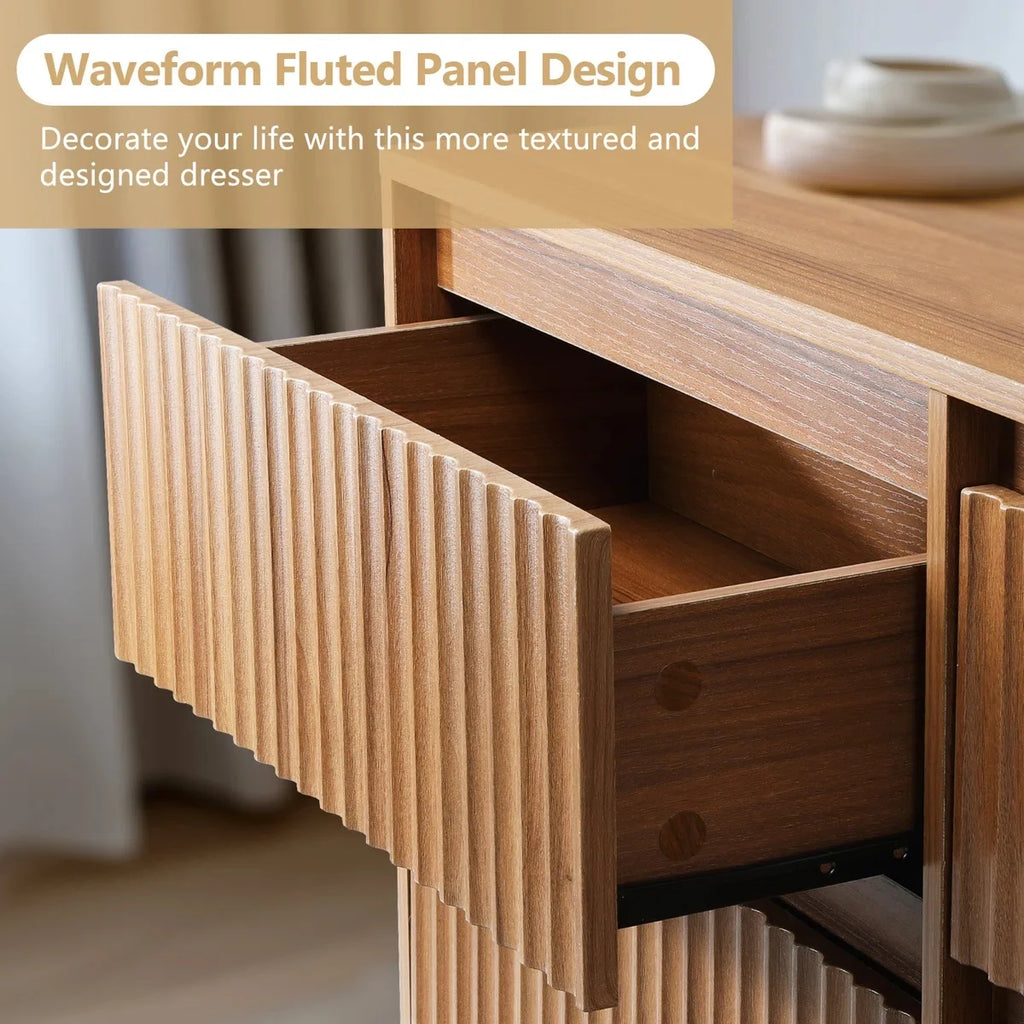 Wood Dresser, 6 Drawer Dresser for Bedroom, Modern Chest of Drawers with Deep Drawers Waterproof Living Room, Hallway, Entryway