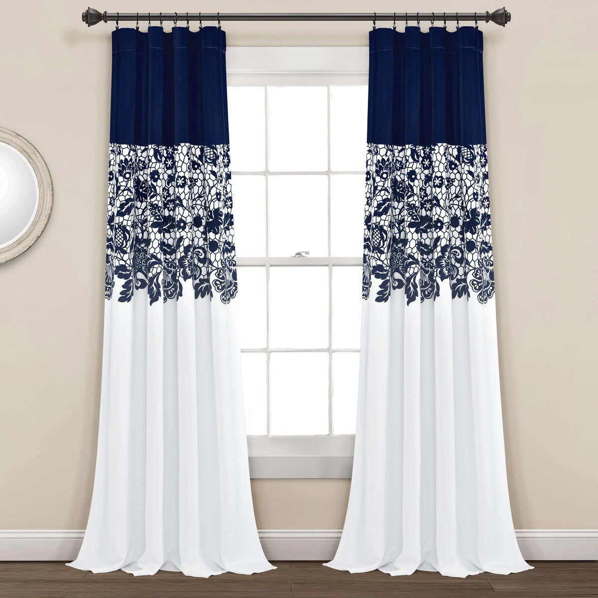Lush Decor Estate Garden Print Room Darkening Window Curtain Panels Set