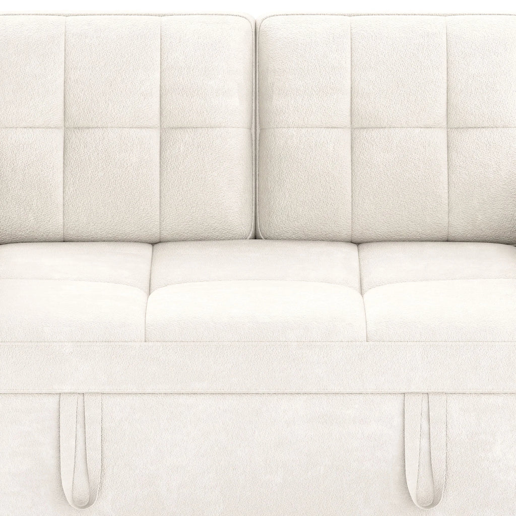 Dextrus  3-in-1 Convertible Futon Sofa Bed, Modern Sleeper Sofa with Pull-Out Bed for Small Place, Beige