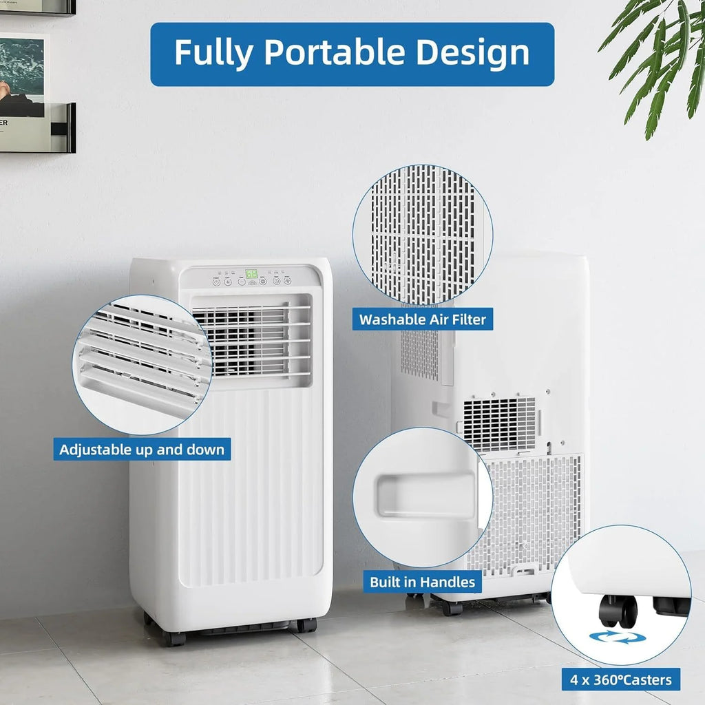 Missky 10000 BTU Portable Air Conditioner with Remote Control, 3-in-1 Mini Standing Portable AC Unit w/Universal Casters & Window Kits, Cools Up to 450 Sq.ft, White