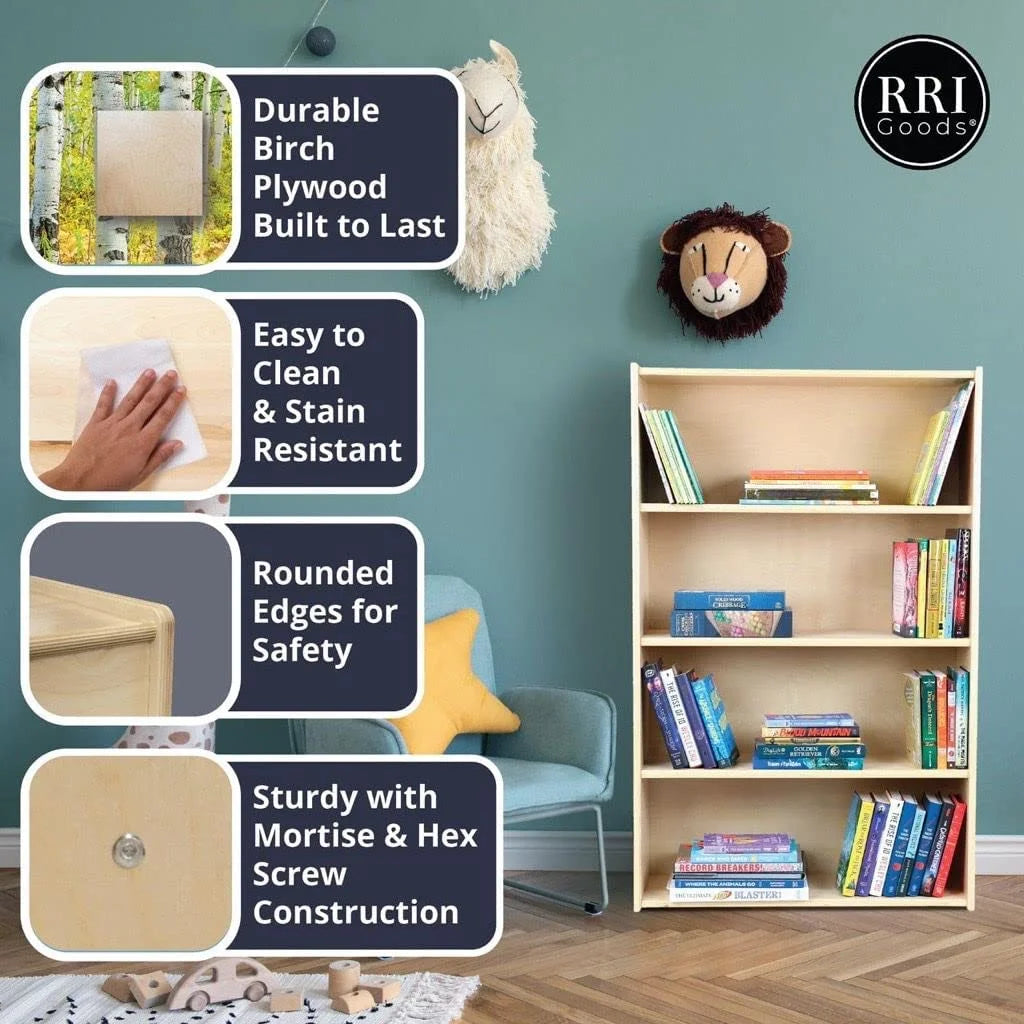 RRI Goods 3-Section Classroom Coat Locker Wooden Cubby Rack Backpack Hanger