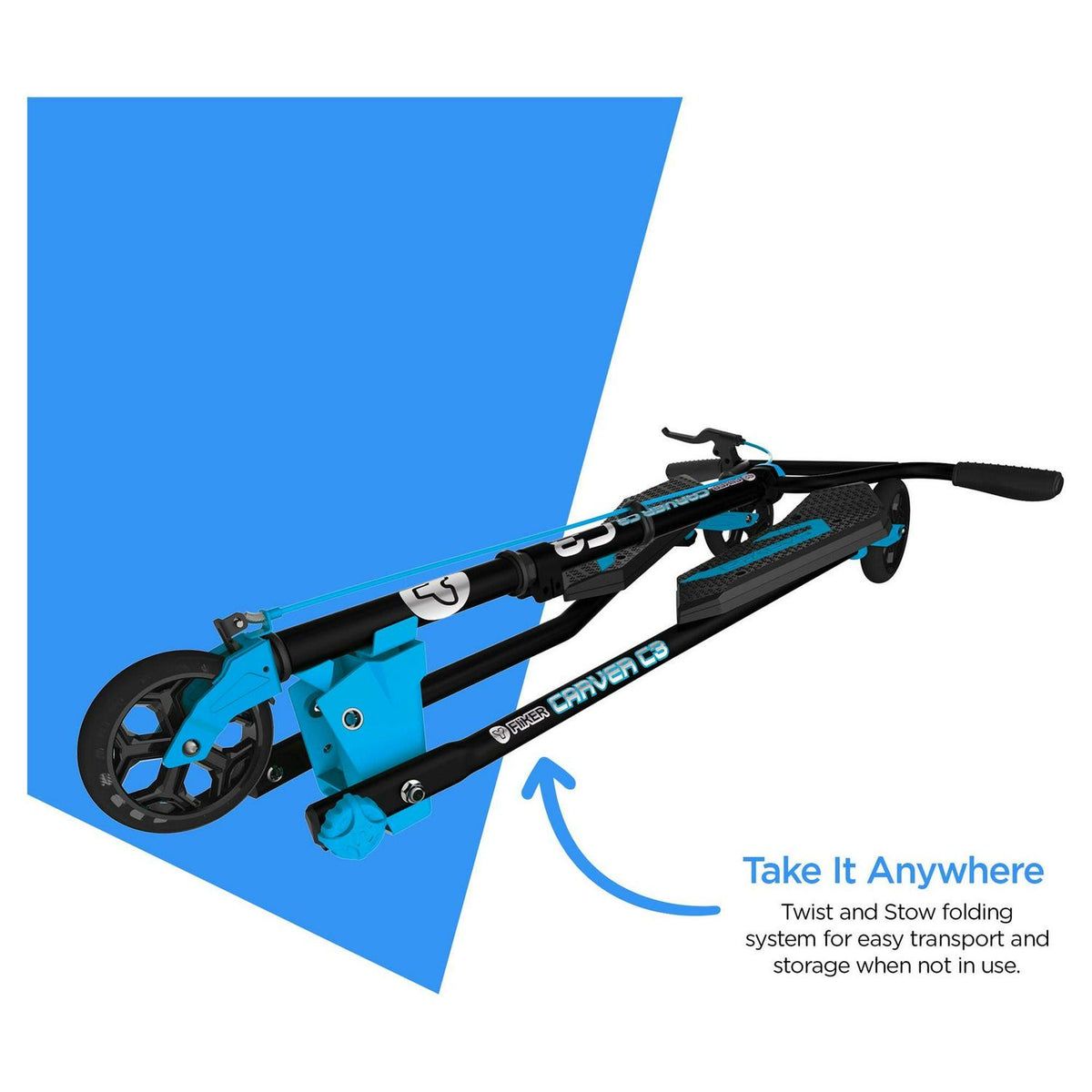 Yvolution Y Fliker Carver C3 Wiggle Scooter for Kids Age 7+ Years. Blue. Unisex