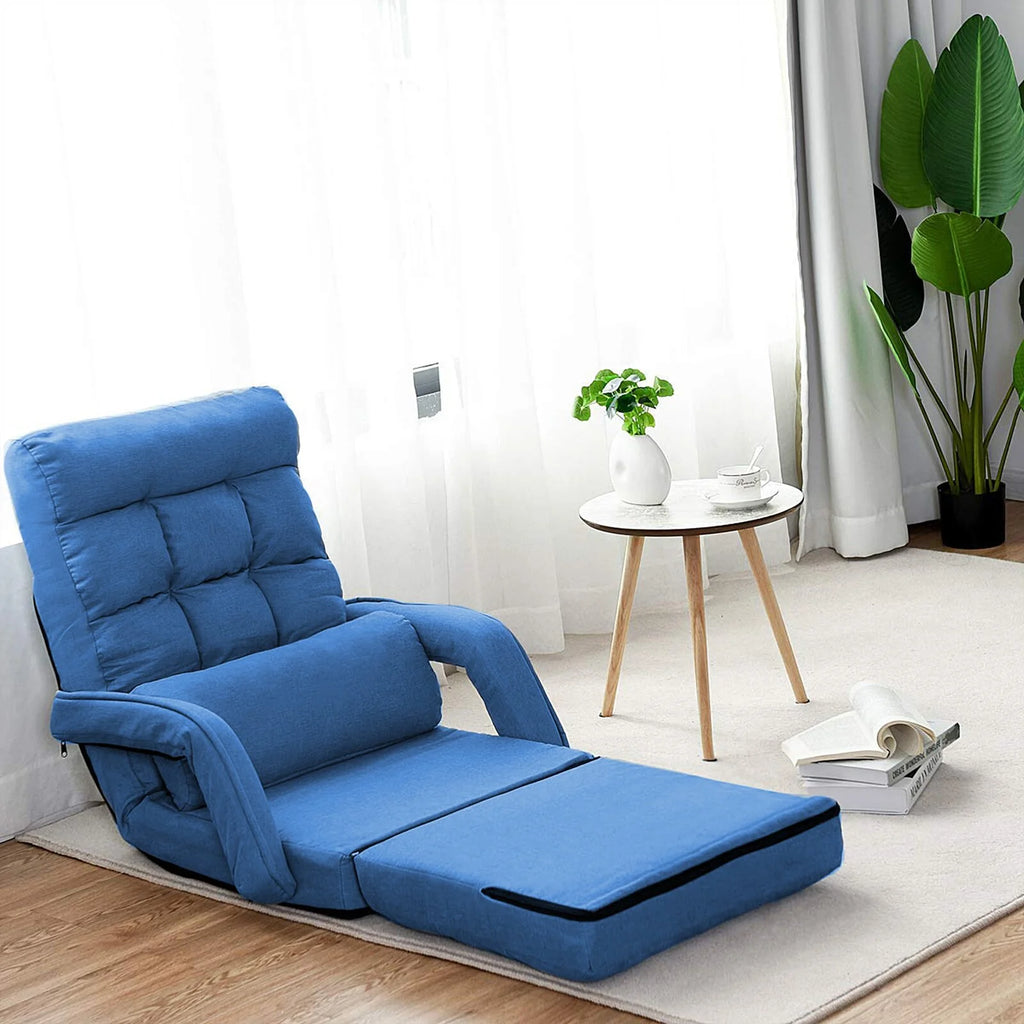 Prime Garden Floor Chair 6-Position Folding Gaming Chair for Meditation Indoor, Light Gray