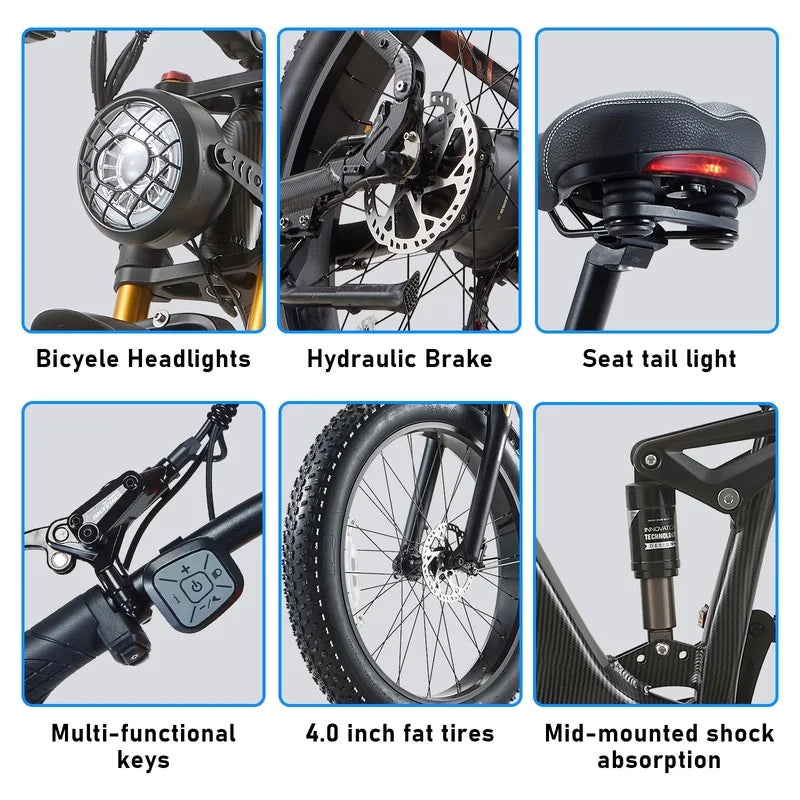 Dual Motors AWD 2000W Electric Bike for Adult 26'', UL2849 48V 30AH Removable Battery E-mountain bike 4.0 Fat Tire up to 35MPH&120Miles Long Range Off-road Ebike Beach Dual Hydraulic&Brakes E-Bicycle