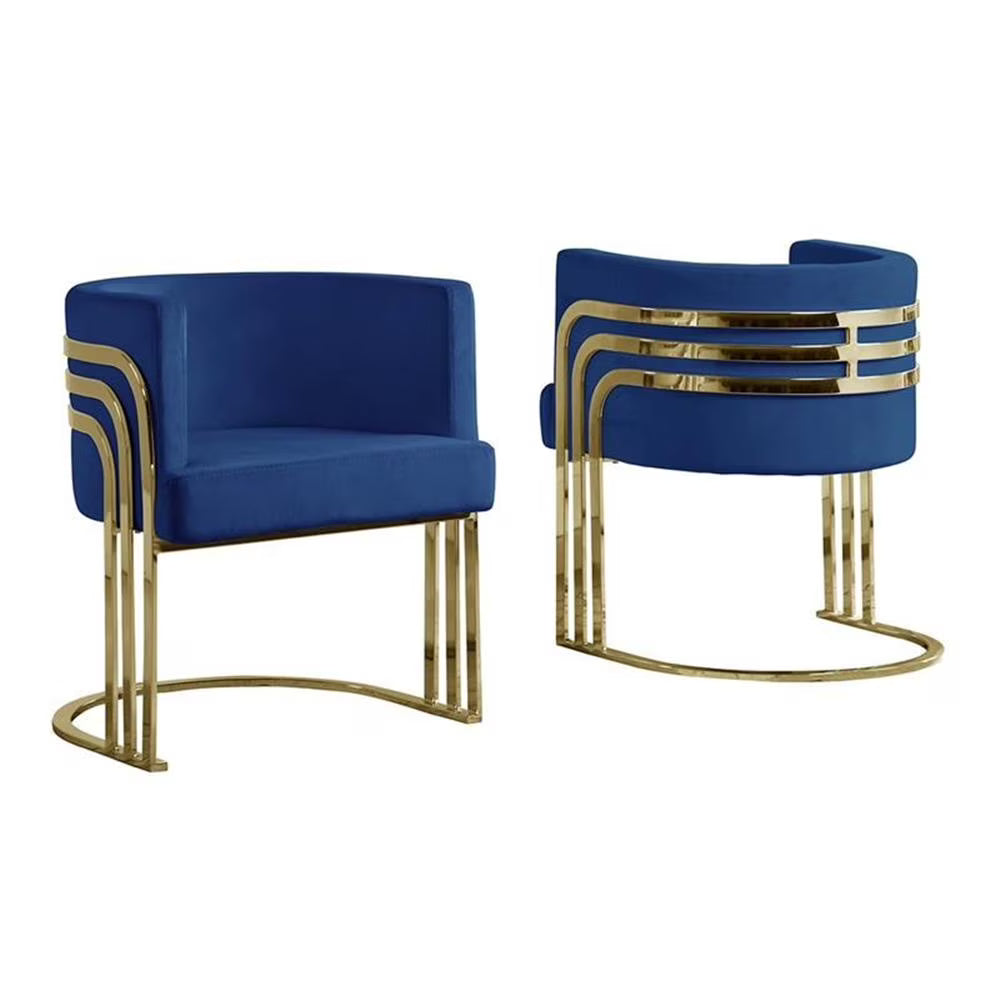 Maklaine Dark Gray Velvet Accent Barrel Leisure Chair with Gold Chrome Legs