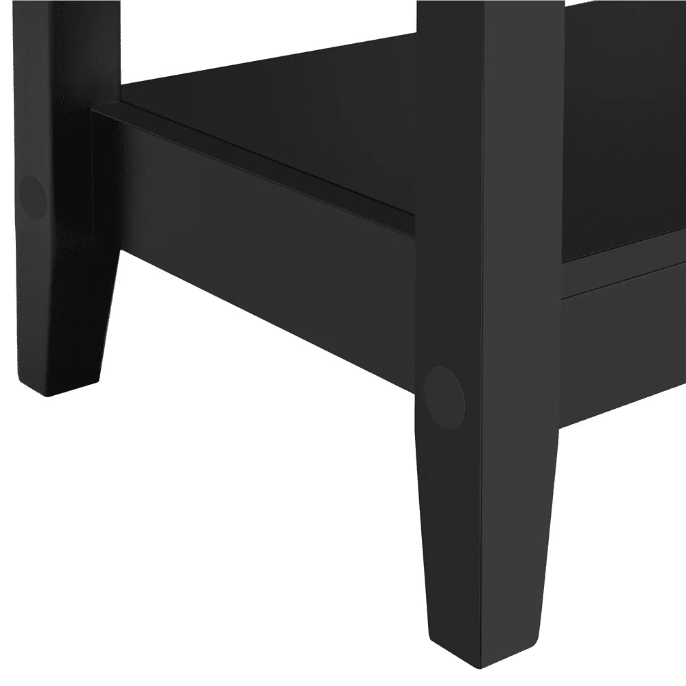 Topeakmart 3-Drawer Wooden Console Table Entryway Table with Storage Shelf Pine Wood Legs, Black