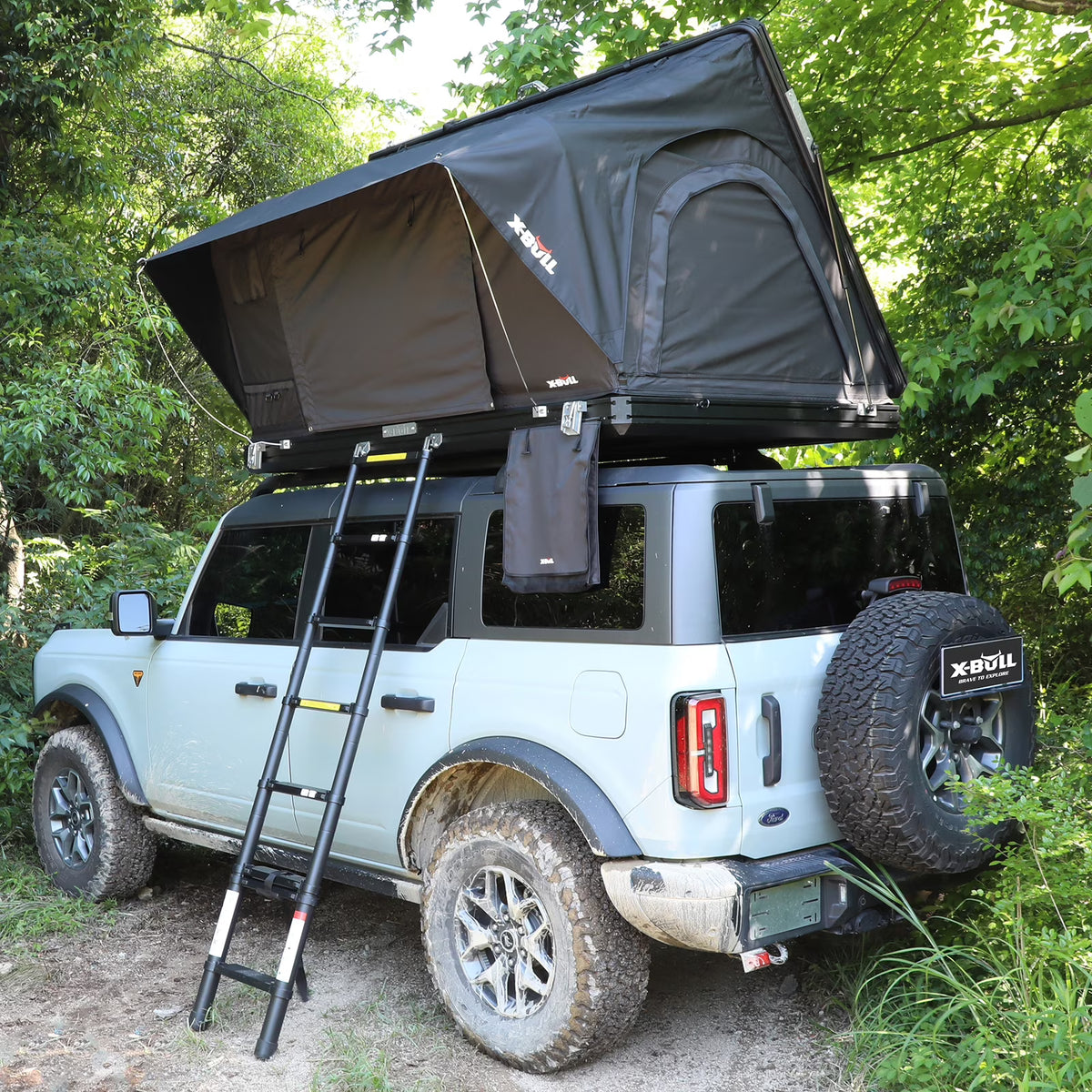 X-BULL Hard Shell Roof Top Tent with Ladder and Mattress