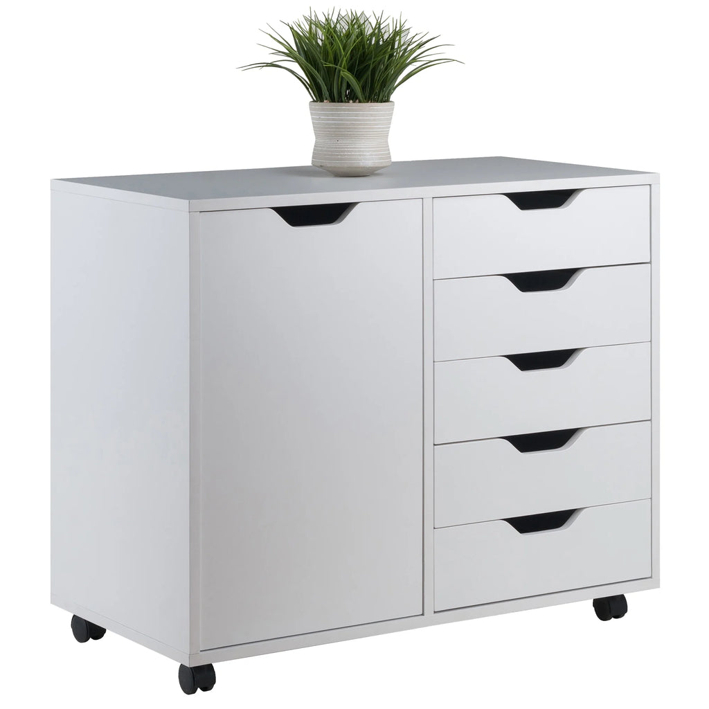Winsome Halifax 5-Drawer, Side Storage Mobile Cabinet 10630, White Finish