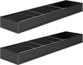 2PCS 12x2x1FT Galvanized Raised Garden Bed Kit,Vegetable Boxes-Rectangle Metal Flower Box,Large Planter Raised Beds Outdoor Garden for Planting,Fruit,Herb-Black